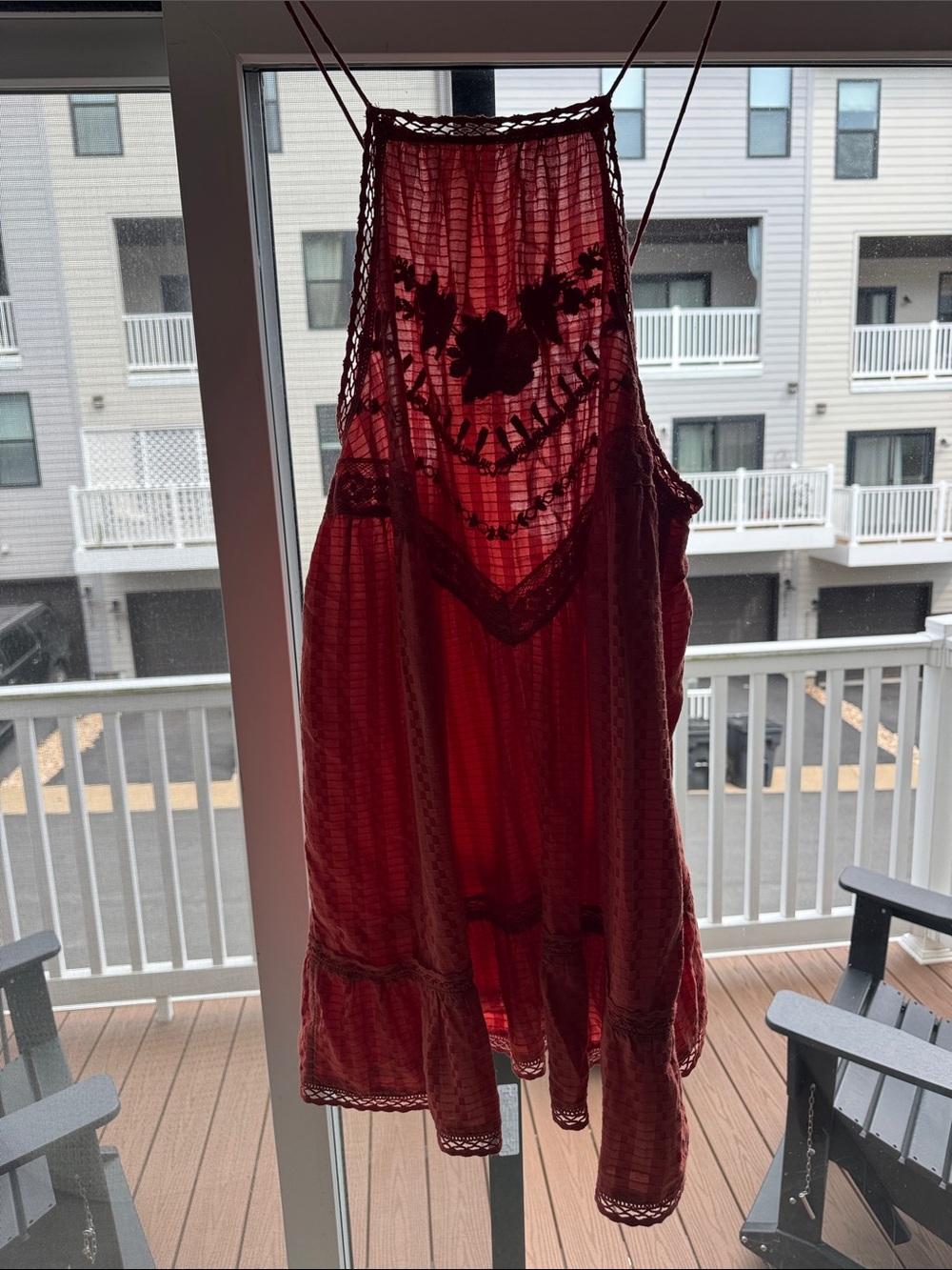 Free People Red Embroidered Halter Mini Dress or Tunic Top